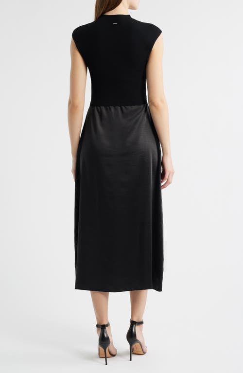 Hugo Boss Boss Ferdolini Mixed Media Midi Dress In Black