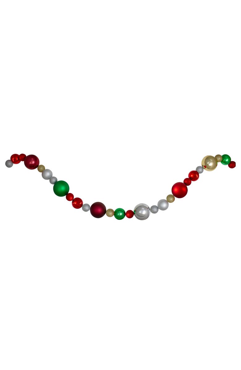 Northlight 3-Finish Shatterproof Ball Christmas Garland - 6
x 4" - Traditional Multi-Color - Unlit, Main, color, Red