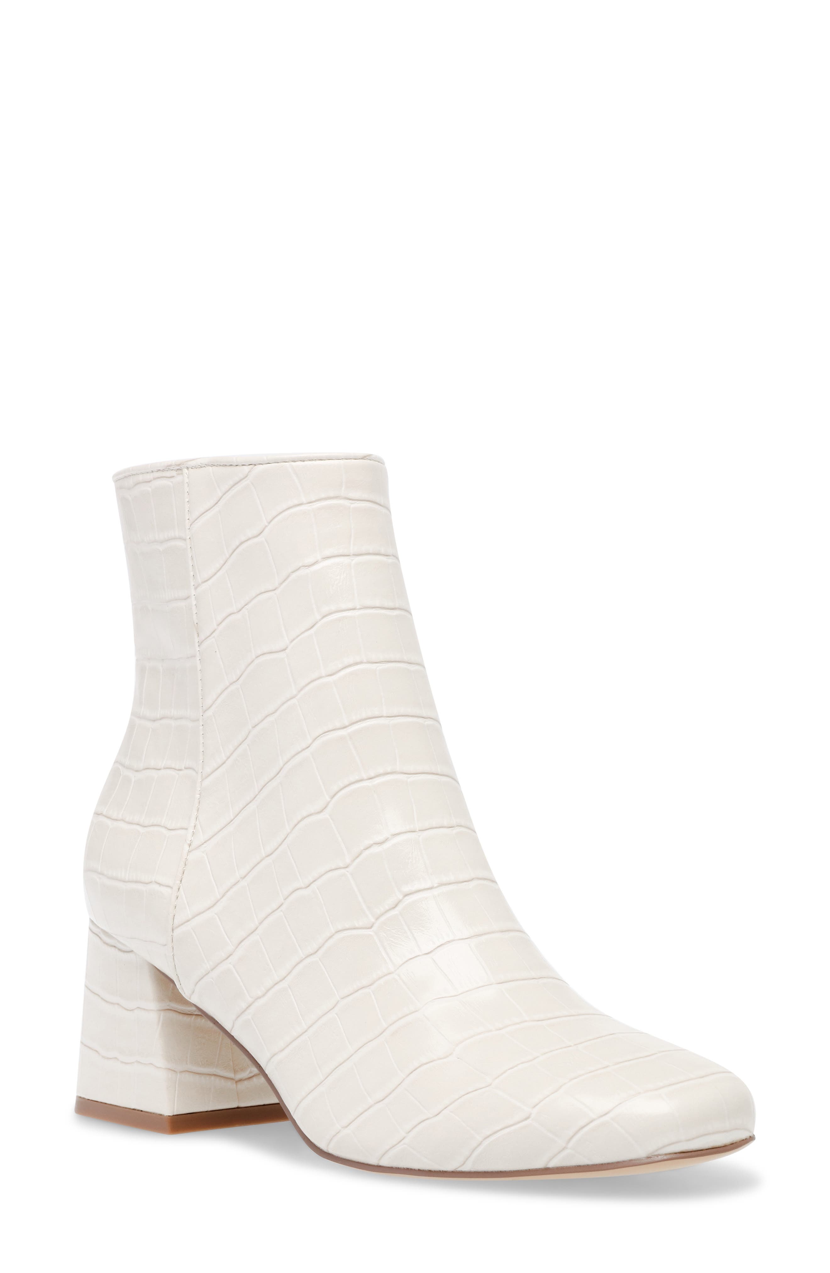 Darma Block Heel Bootie, Main, color, BONE CROCO PRINT