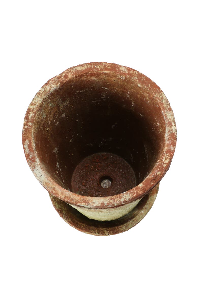 Round Cement Planter with Saucer, Alternate, color, Brown