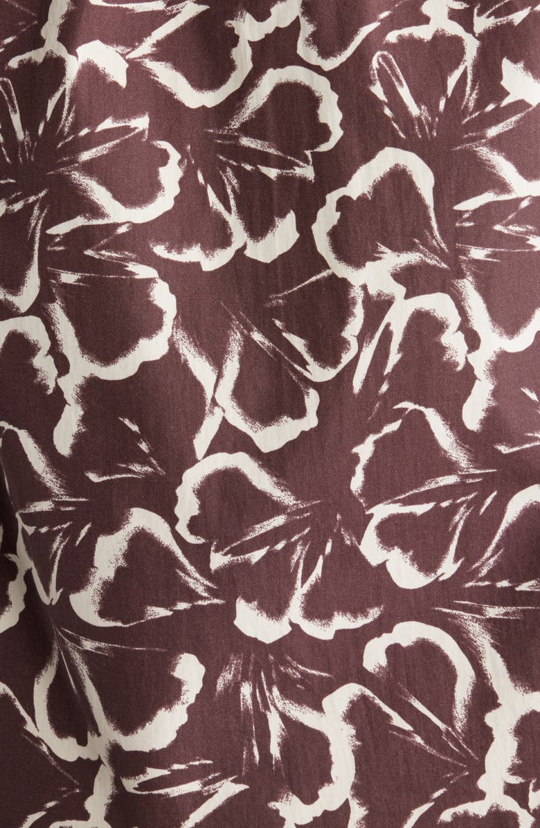 Nordstrom Floral Gathered Neck Poplin Sleeveless Top, Alternate, color, Brown Floating Ginko