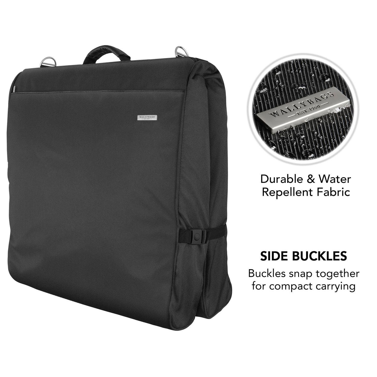 Wallybags 45" Premium Framed Garment Bag with shoulder strap and multiple pockets in Grey, Alternate, color, Black