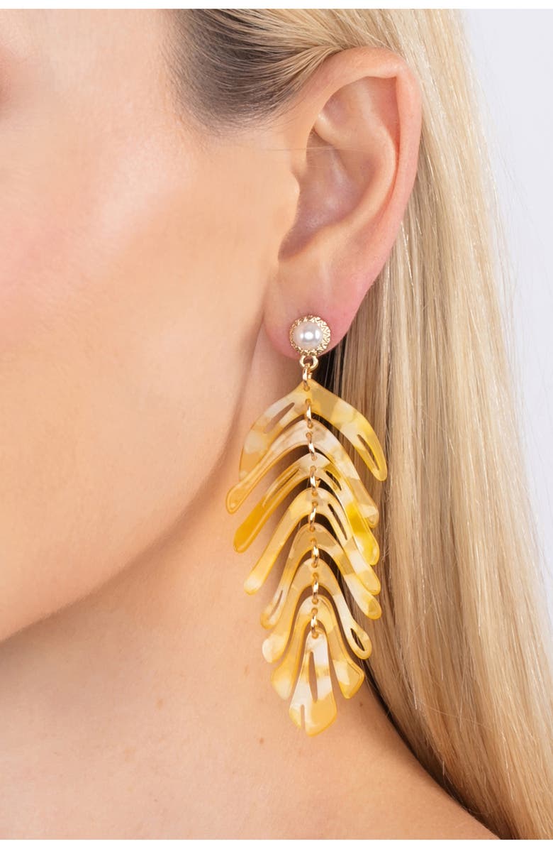 EYE CANDY LOS ANGELES Dina Acrylic Leaf Earrings, Alternate, color,