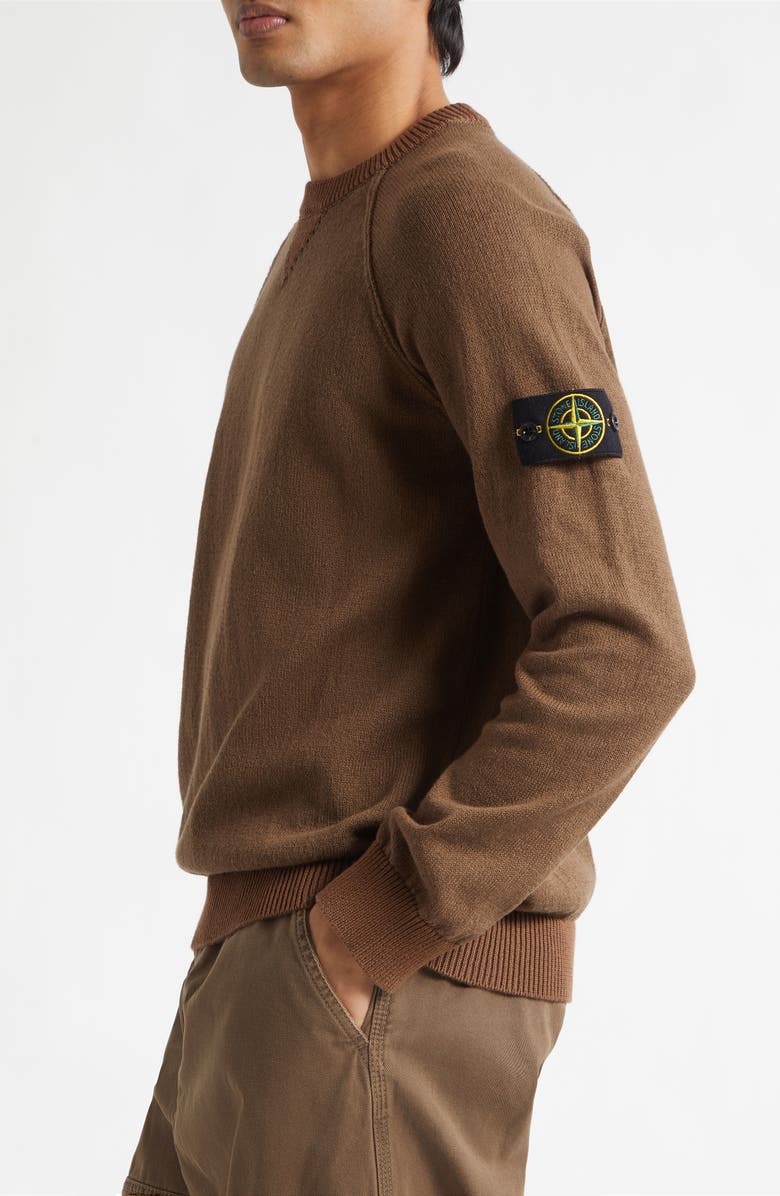 Stone Island Compass Logo Patch Organic Cotton Crewneck Sweatshirt, Alternate, color, Umber