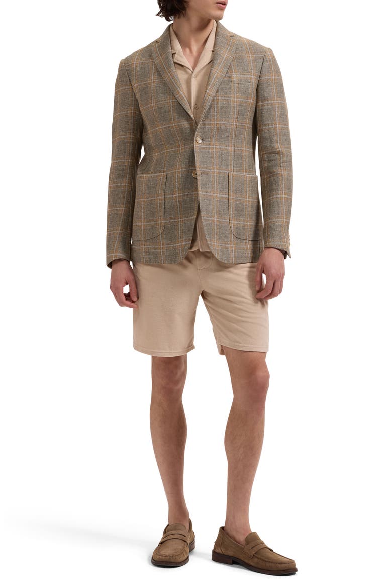 Windowpane Check Cotton & Linen Blazer, Alternate, color, KHAKI