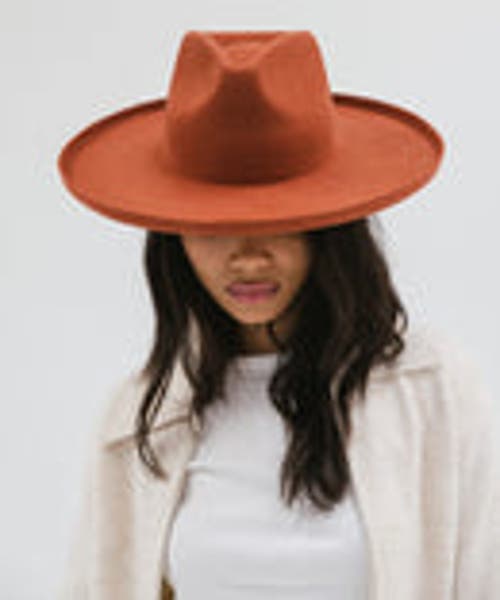 Gigi Pip Amelia Pencil Brim Fedora Hat In Clay