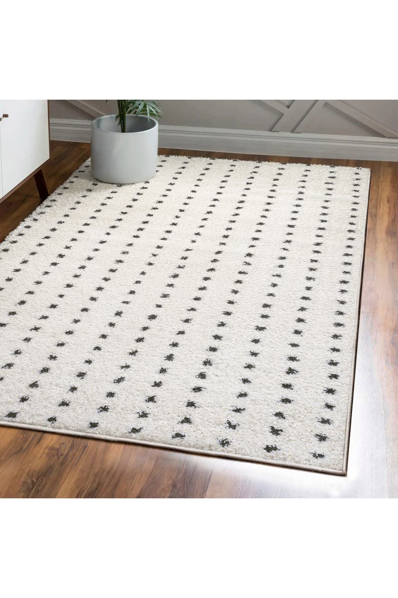 Pele Modern Geometric Dot Shag Area Rug, Alternate, color, White/Gray