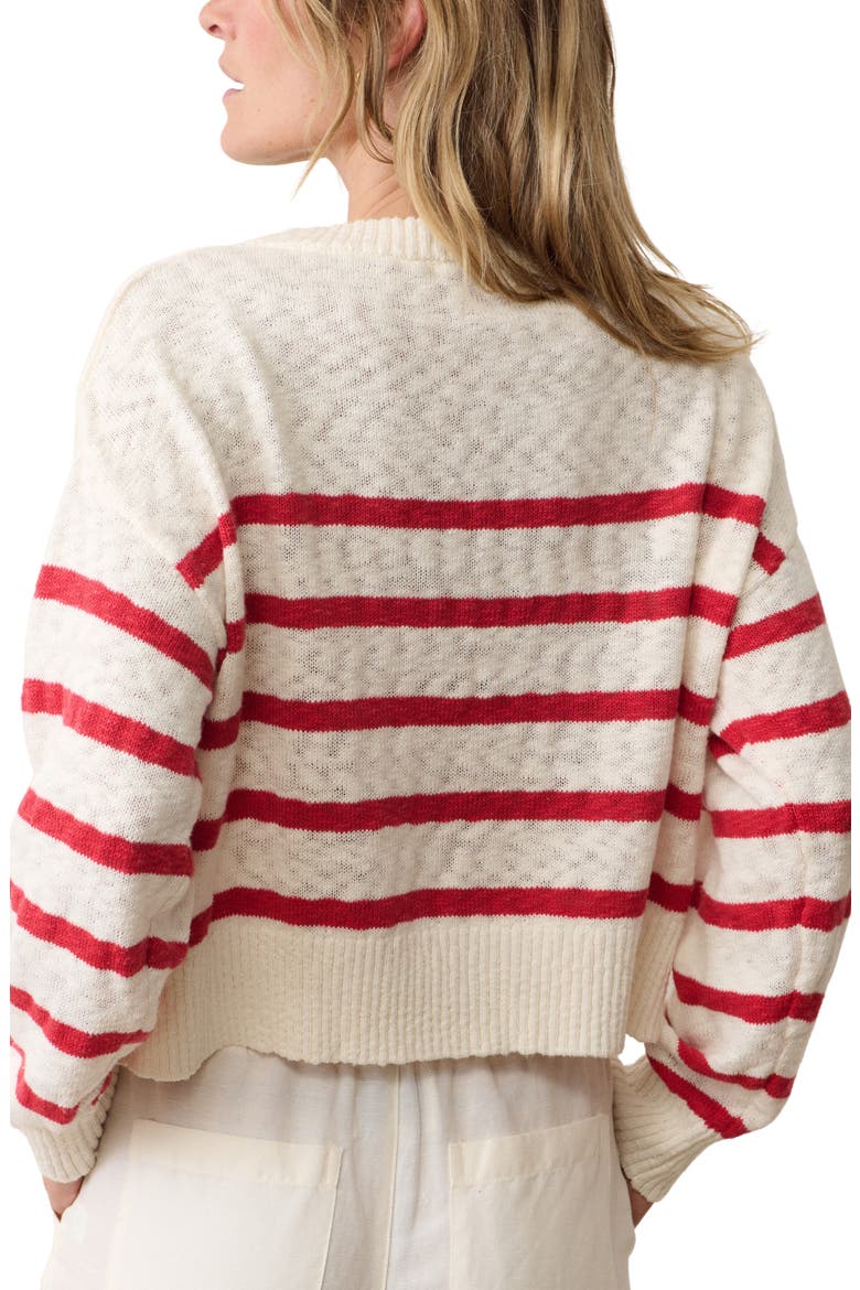 Seabreeze Striped Crewneck Sweater, Alternate, color, WHITE AND RED STRIPE