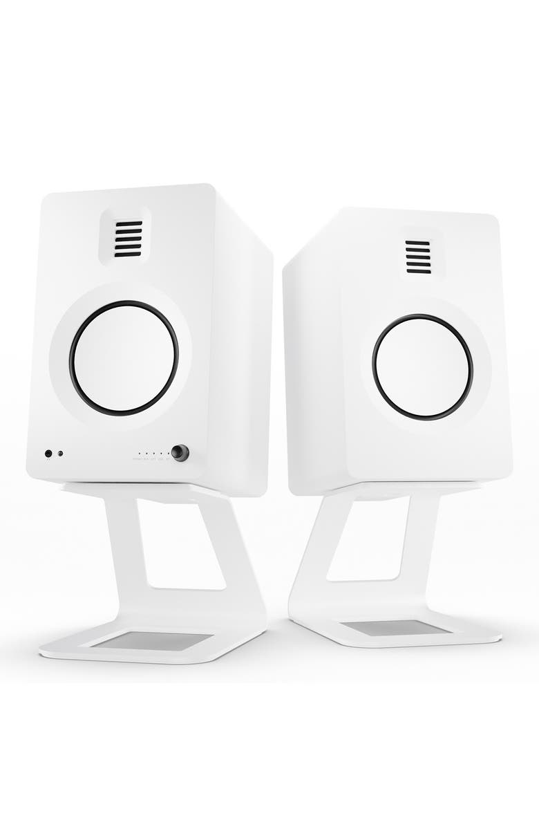 Kanto TUK Premium Powered Speakers with SE6 Elevated Desktop Speaker Stands, Main, color, White