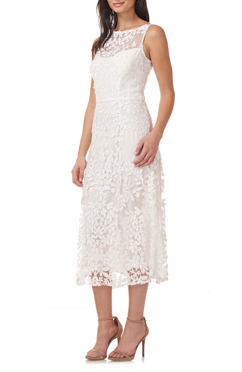 JS Collections JS Collection Floral Appliqué Midi Cocktail Dress, Alternate, color, 