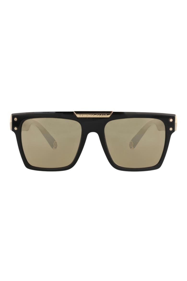 55mm Square Sunglasses, Main, color, BLACK BLACK GOLD
