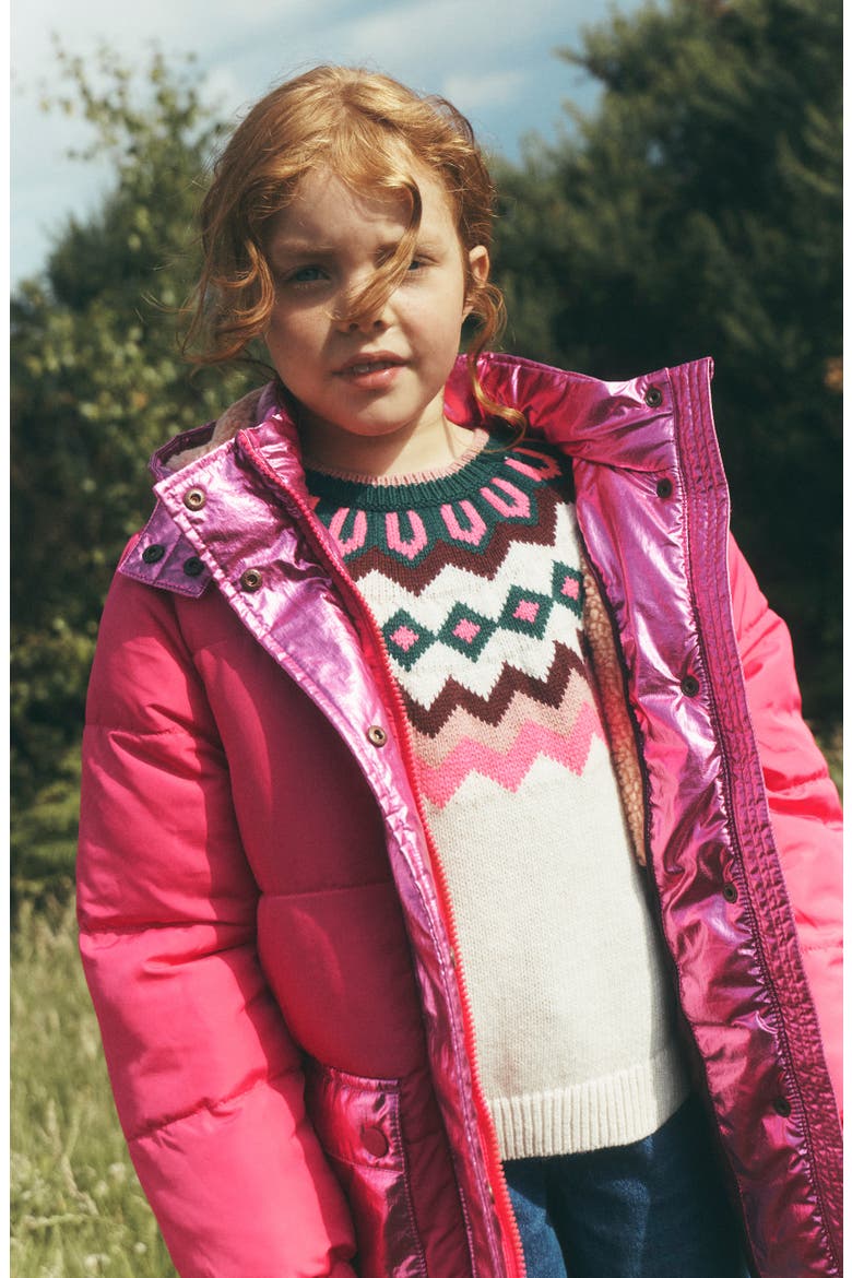 Kids' Metallic Puffer Jacket, Alternate, color, SUMMER BERRY METALLIC