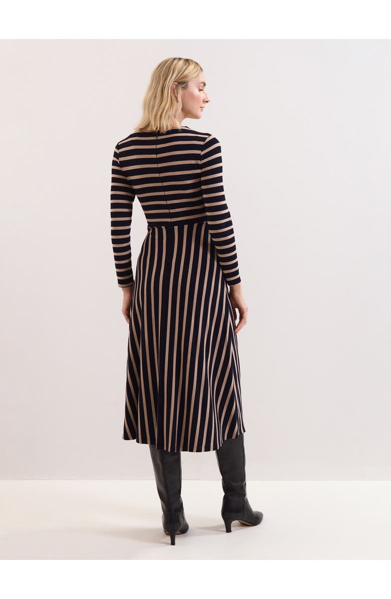 Phase Eight Mia Stripe Long Sleeve Midi Dress, Alternate, color, Black Multi