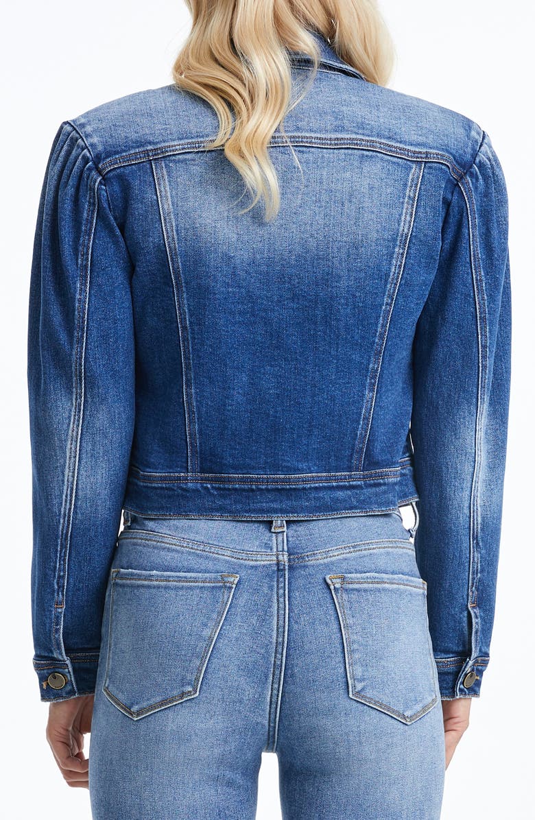 Bayeas Puff Shoulder Crop Denim Jacket, Alternate, color, Raf