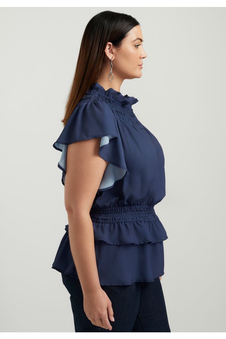 Mockneck Ruffle Blouse, Alternate, color, BAYBERRY