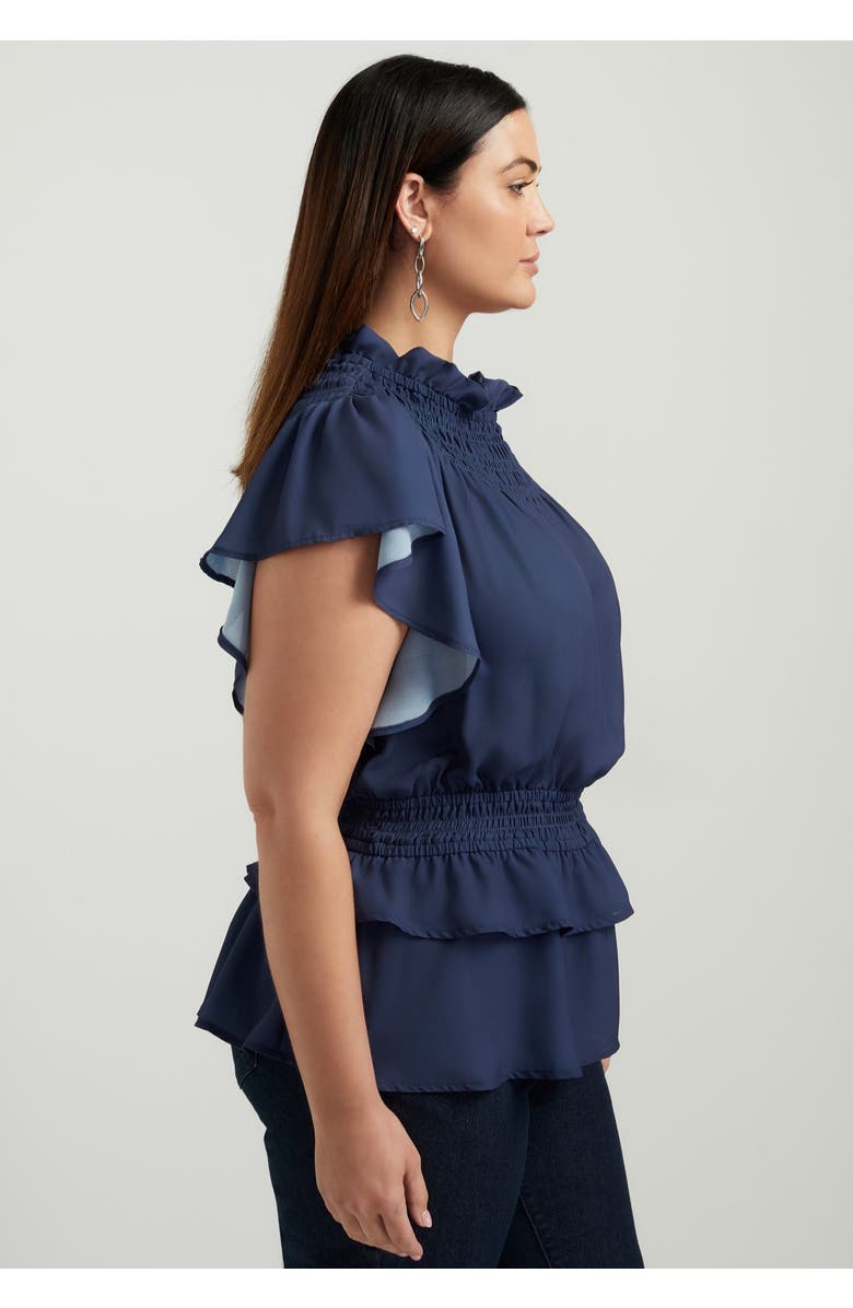 June + Vie Mockneck Ruffle Blouse, Alternate, color, Bayberry