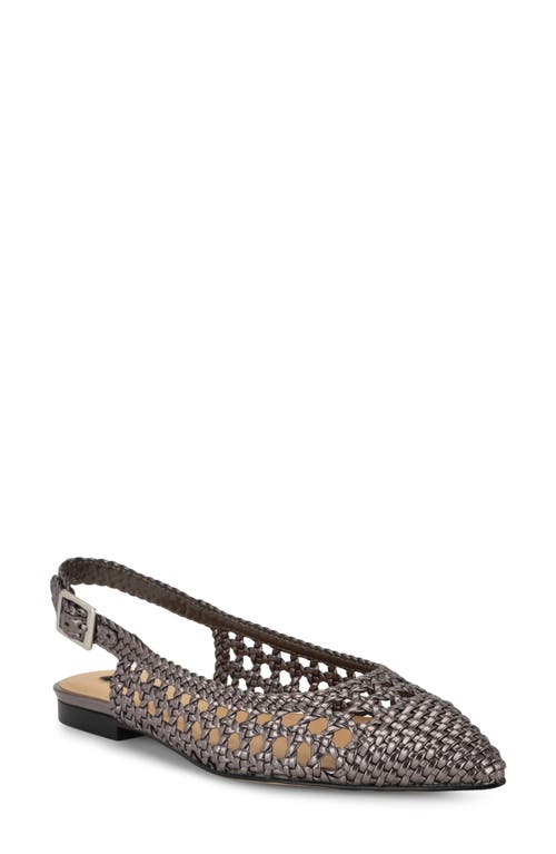Shop Nine West Soel Slingback Pointed Toe Flat In Pewter 060