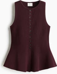 H&M Rib-knit Peplum Waistcoat