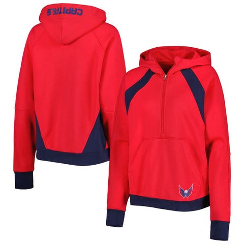 Women's Starter Red Washington Capitals Wishbone Half-Zip Hoodie