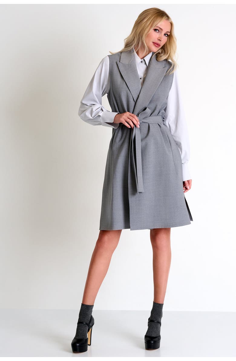 SHAN Contemporary Long Sleeveless Jacket, Main, color, Grey