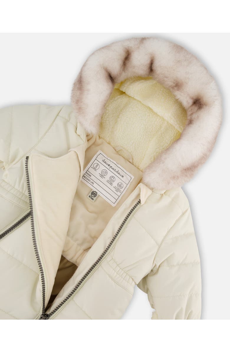 Deux par Deux Gender Inclusive One-Piece Layette Snowsuit Designed for Car Seat, Alternate, color, White Asparagus