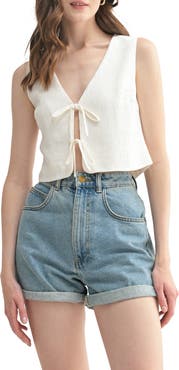 Lush Textured Tie Front Top