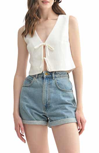 Lush Textured Tie Front Top