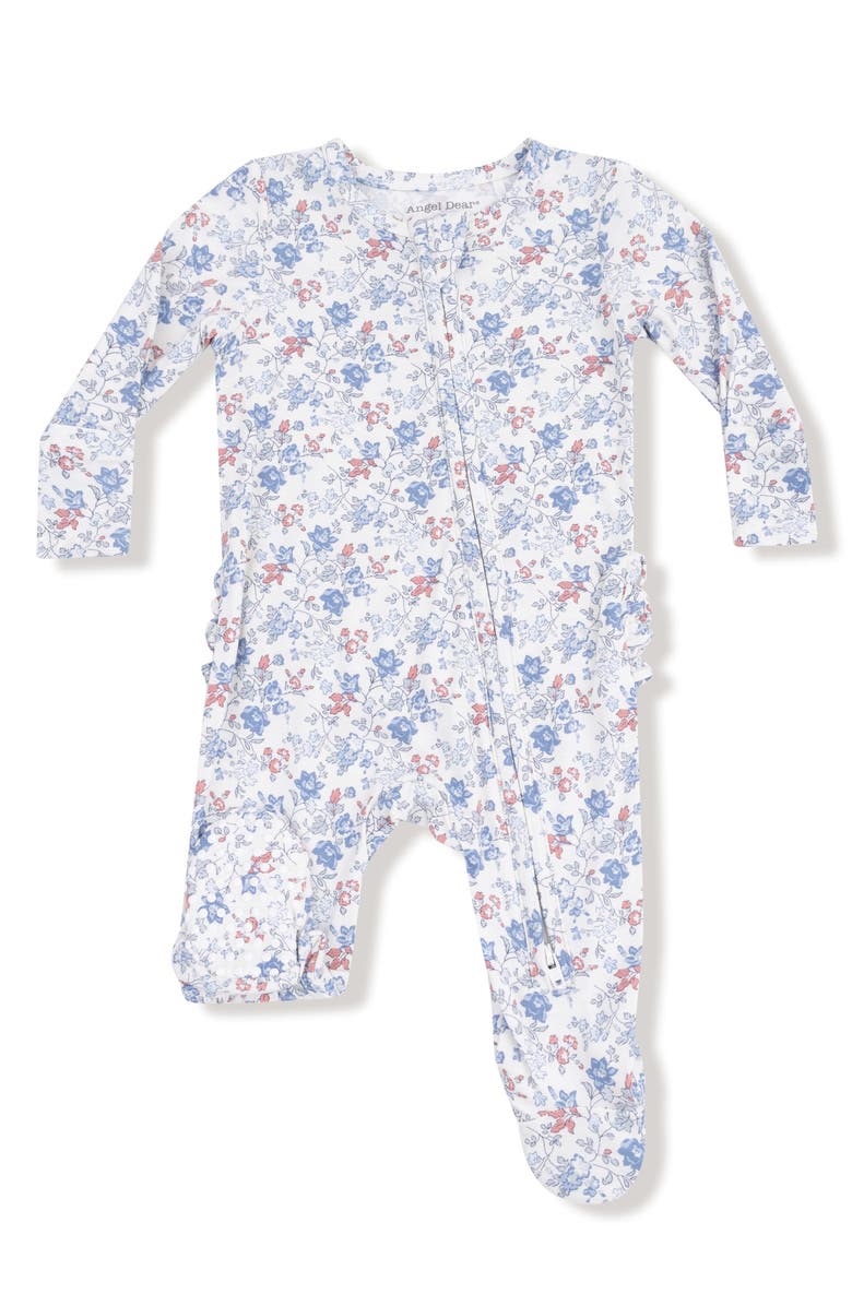 Angel Dear Country Floral Footie, Main, color, Ivory/ Mellow Rose