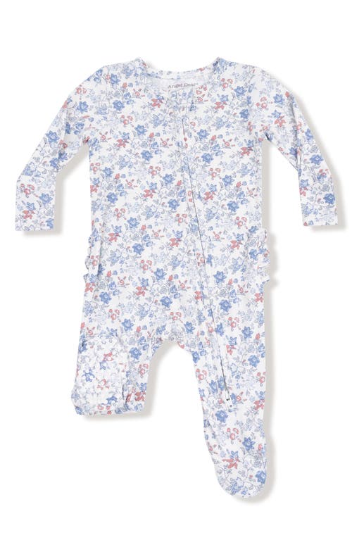 Angel Dear Country Floral Footie In Blue