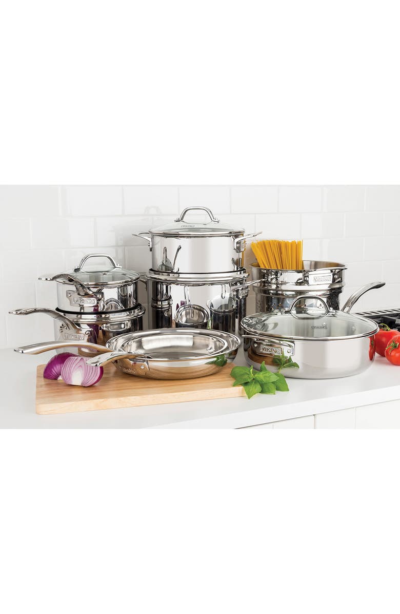 Viking 13-Piece 3-Ply Stainless Steel Cookware Set, Alternate, color, Stainless Steel