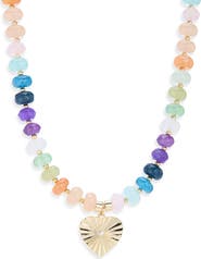 Panacea Semi-Precious Bead Heart Pendant Necklace