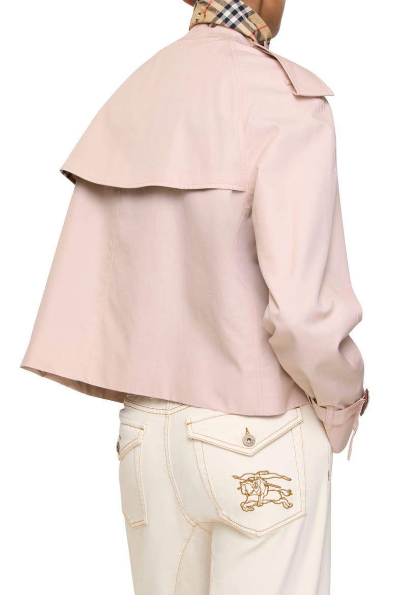 Haltye Cotton Gabardine Crop Trench Jacket, Alternate, color, PALE SUGAR PINK