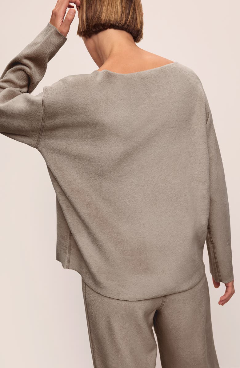 Eberjey Reversible Fleece Lounge Top, Alternate, color, Toffee