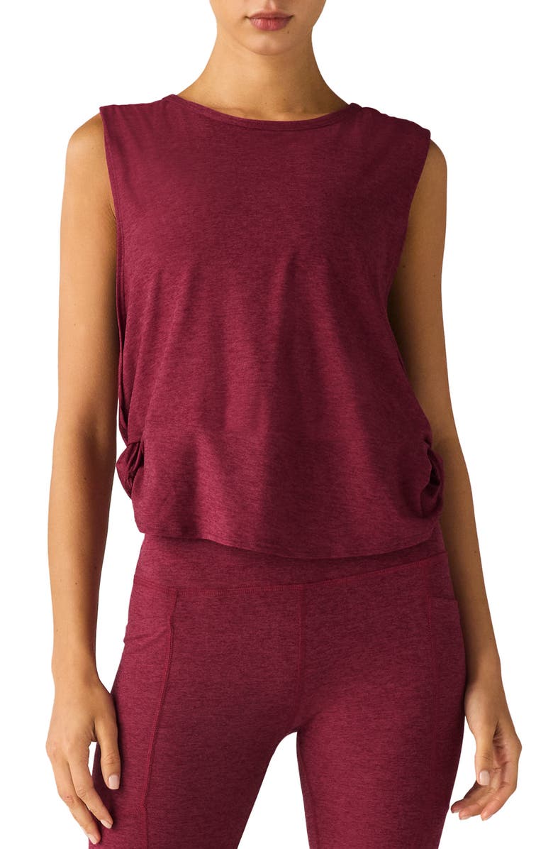 Beyond Yoga Featherweight Side Twist Tank, Main, color, Bordeaux Heather