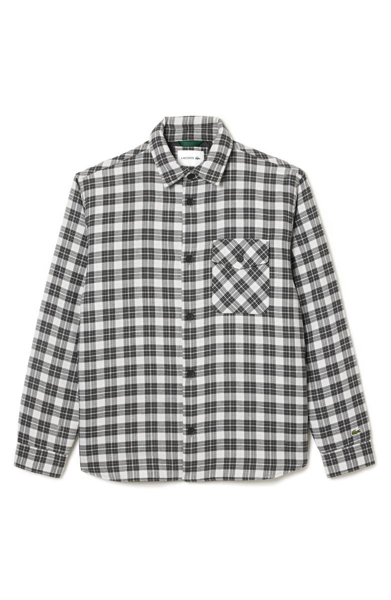 Lacoste Plaid Flannel Button-Up Overshirt, Main, color, 