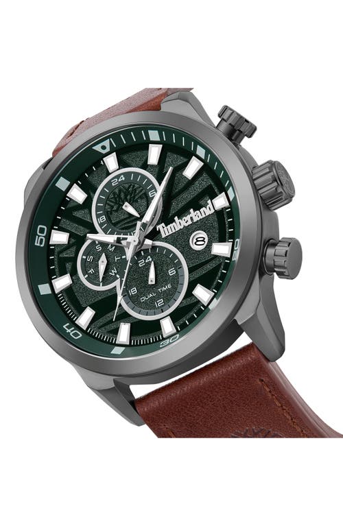 Timberland Henniker Ii Multifunction Chronogrpah Leather Strap Watch, 46mm In Dark Brown