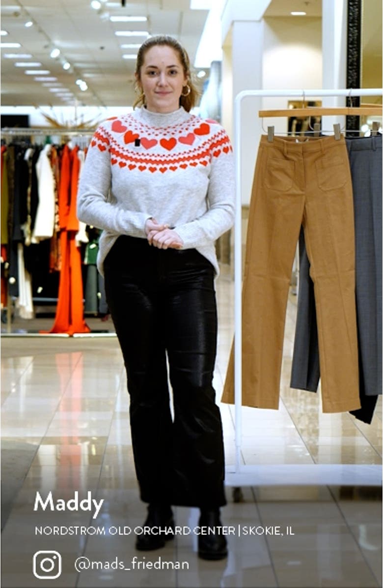 Fair Isle Heart Pattern Funnel Neck Sweater, sales video thumbnail