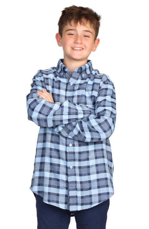 Kids' Plaid Luxe Mélange Button-Up Shirt (Big Kid)