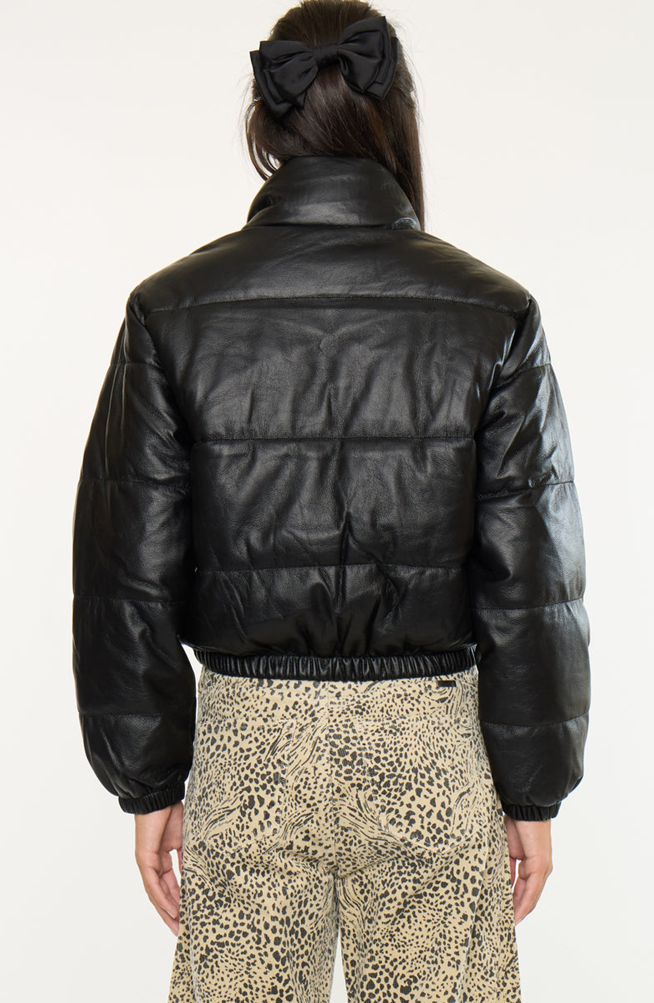 Taylor Cropped Faux Leather Puffer Jacket - image 2