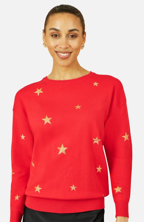 Foil Star Print Relaxed Fit Sweater