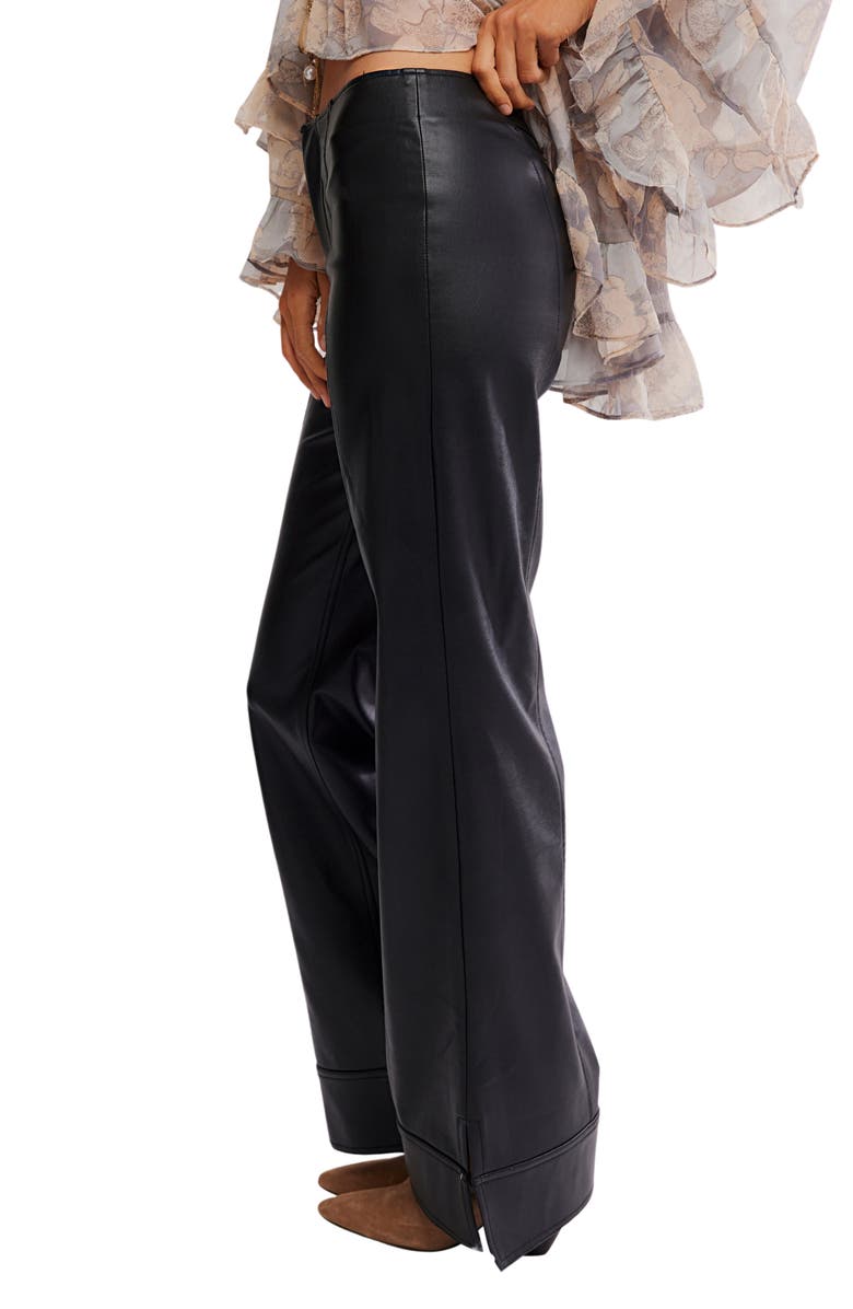 Free People Glow Up Faux Leather Pants, Alternate, color, Black