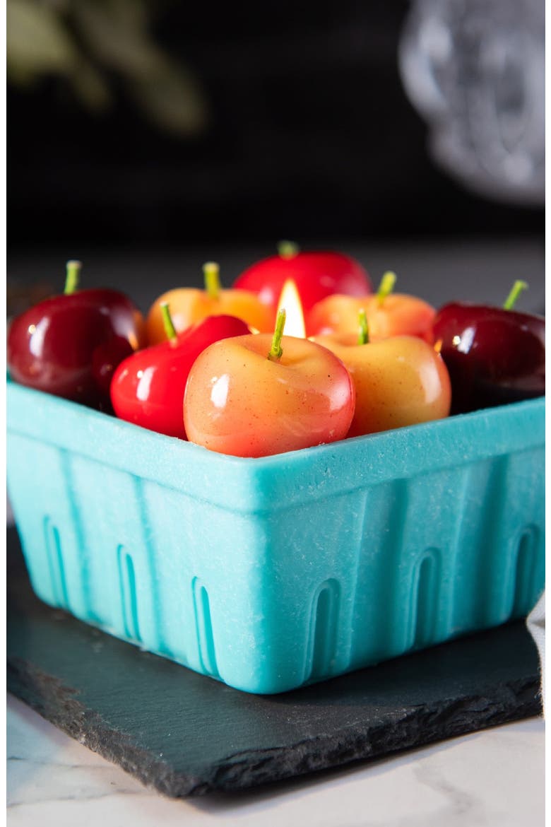 Cherry Basket Candle, Alternate, color, Red / Turquoise