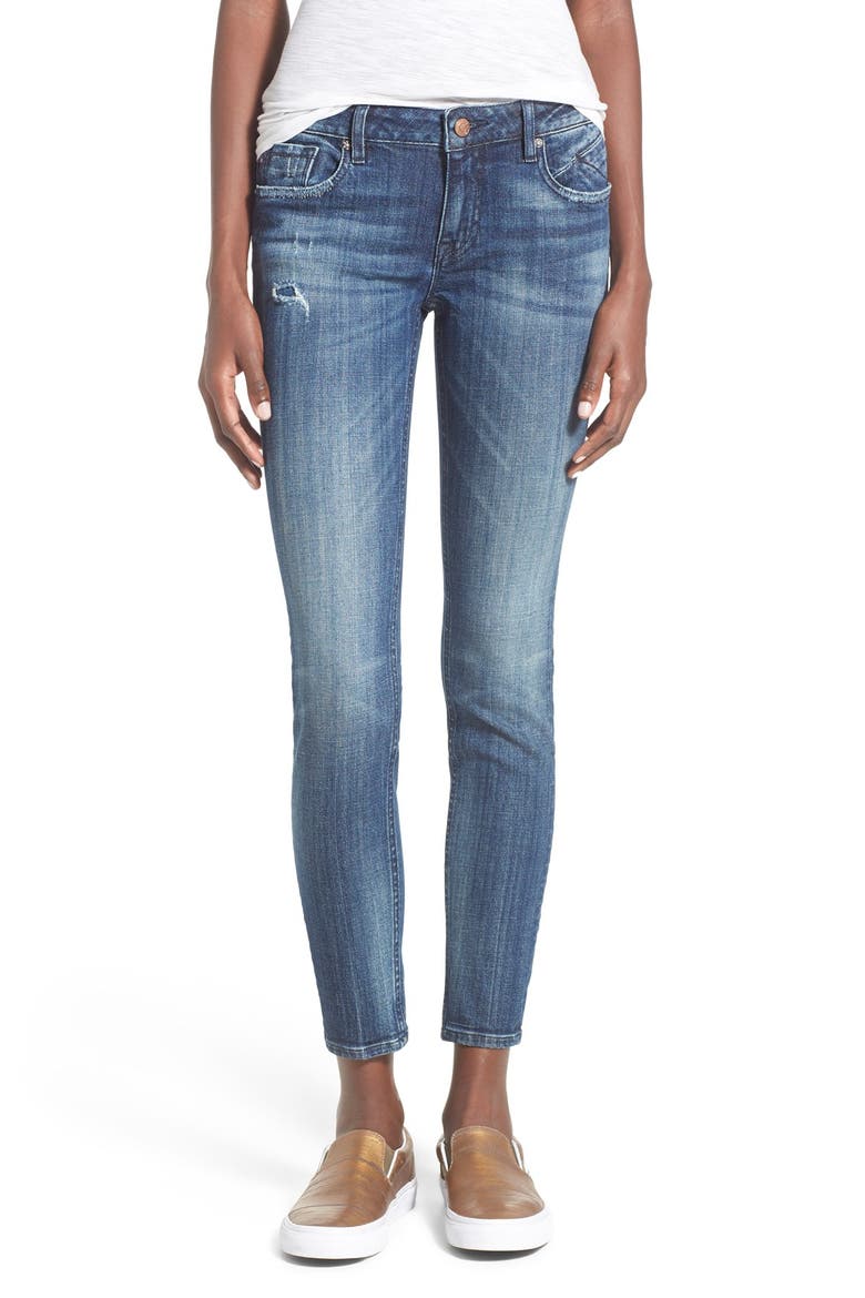 Distressed Skinny Jeans, Main, color, DARK WASH