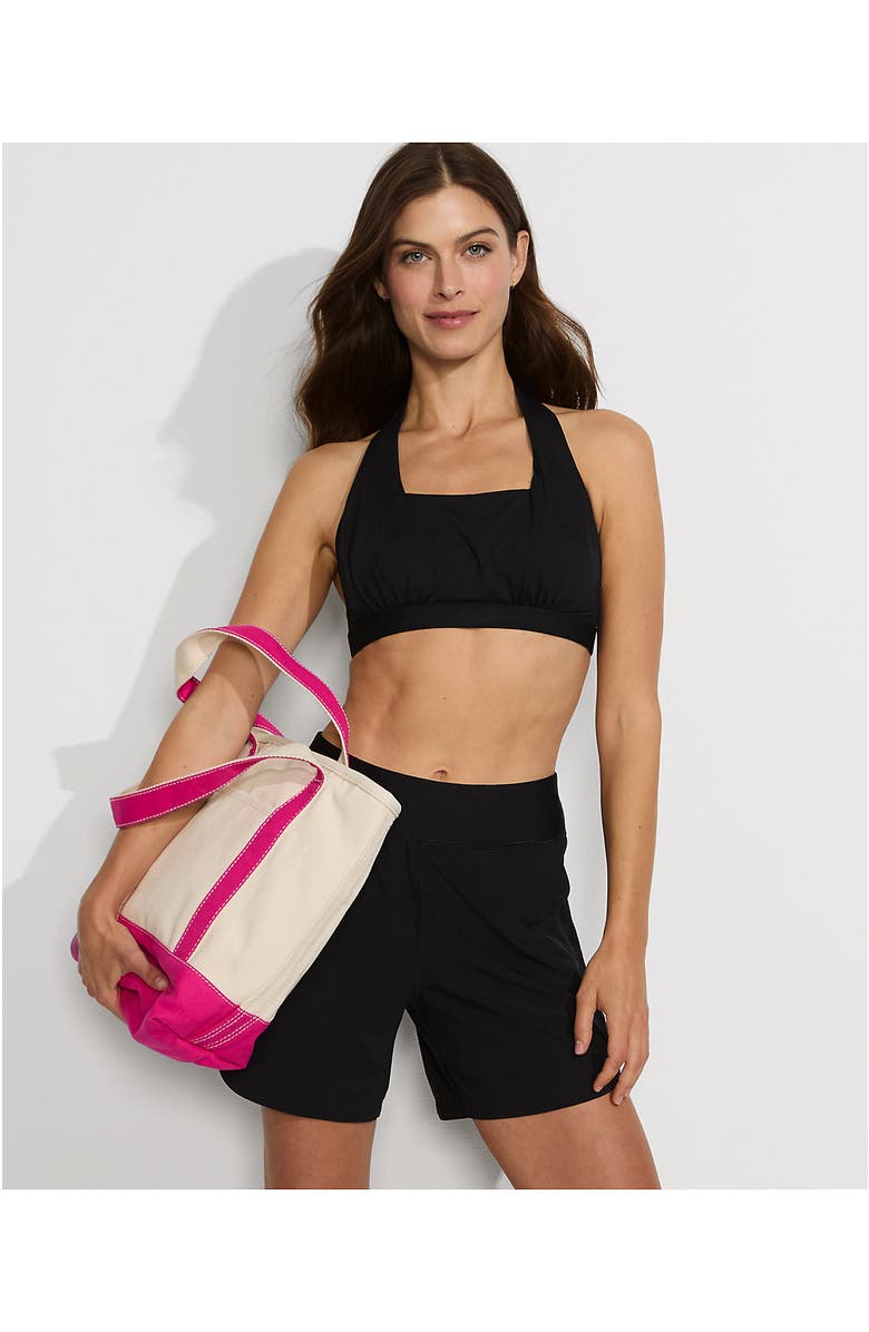 Lands' End Curvy Fit 5" Quick Dry Board Shorts Swim Shorts with Panty, Alternate, color, Black