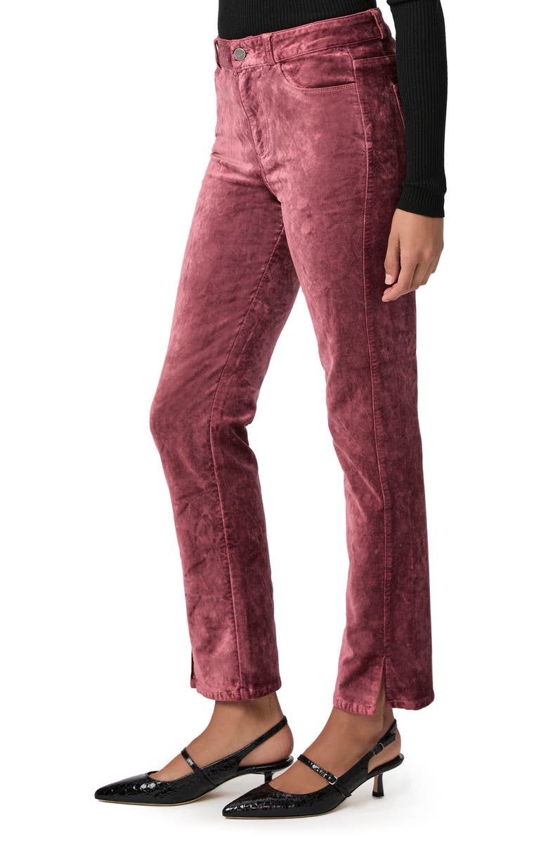 PAIGE Cindy Twist Seam High Waist Ankle Straight Leg Velvet Pants, Alternate, color, Rose Tea