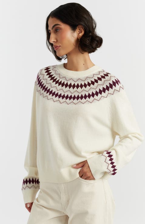 Wool Cashmere Diamond Fair Isle Sweater