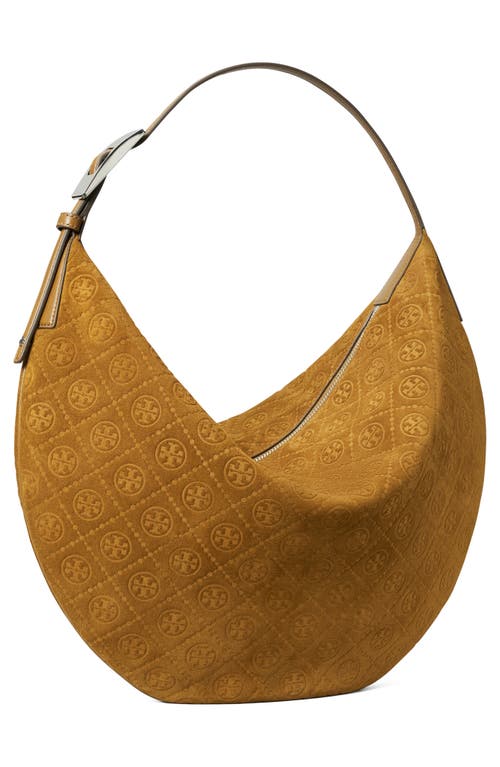 Tory Burch T Monogram Suede Balloon Bag In Brown