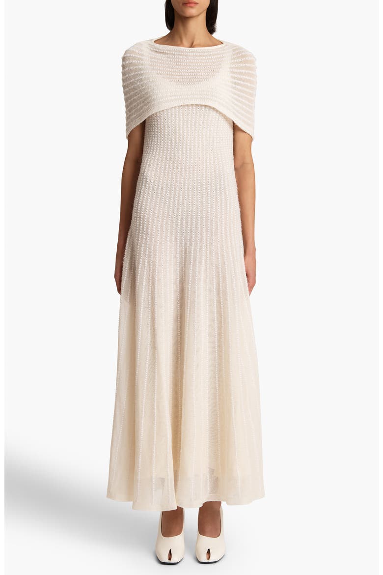 Thora Pointelle Maxi Sweater Dress with Removable Capelet, Main, color, GLAZE