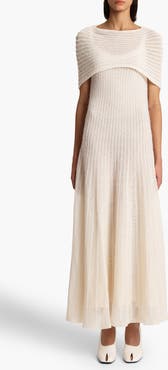 Khaite Thora Pointelle Maxi Sweater Dress with Removable Capelet