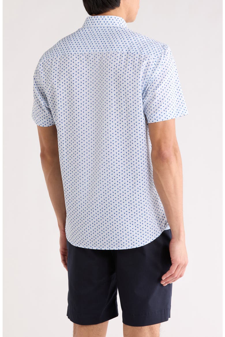 Leaf Button-Down Shirt, Alternate, color, WHITE/ BLUE